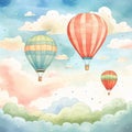 Three Hot Air Balloons Soaring in the Sky Royalty Free Stock Photo