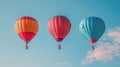 Three Hot Air Balloons Soaring Through Sky Royalty Free Stock Photo