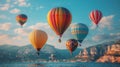 Three Hot Air Balloons Soaring Through Sky Royalty Free Stock Photo