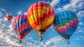 Three Hot Air Balloons Soaring Through Sky Royalty Free Stock Photo