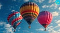 Three Hot Air Balloons Soaring Through Sky Royalty Free Stock Photo