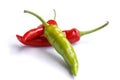 Three hot chilli peppers Royalty Free Stock Photo
