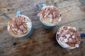 Three hot chocolate drinks