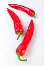 Three hot red chilly peppers Royalty Free Stock Photo