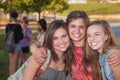 Three Hugging Friends Royalty Free Stock Photo