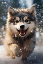 Three Husky Puppy in the Snow