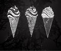 Three ice cream chalk drawing