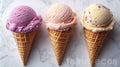 Ice cream cones with various flavors Royalty Free Stock Photo