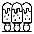 Three ice creams on stick icon, outline style