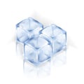 Three ice cubes isolated on the white background. Isometric vector illustration. Cold alcoholic drinks and cocktails.