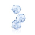 Three ice cubes isolated on the white background. Vector illustration. Cold alcoholic drinks and cocktails.