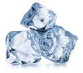 Three ice cubes with water drops. Clipping path Royalty Free Stock Photo