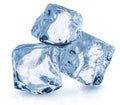 Three ice cubes with water drops.  Clipping path Royalty Free Stock Photo