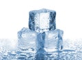 Three ice cubes with water drops Royalty Free Stock Photo