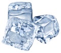 Three ice cubes on white background. Royalty Free Stock Photo