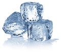 Three ice cubes on white background. Royalty Free Stock Photo
