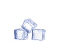 Three ice cubes on white background. Royalty Free Stock Photo