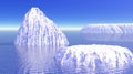 Three icebergs in ocean