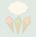 Three icecream cones with a blank label Royalty Free Stock Photo