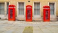 The iconic red telephone boxes in Central London