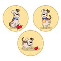 Three icons with a dog medal for the app or website