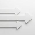 Three White Arrows Pointing Right in Parallel on a White Textured Background direction Royalty Free Stock Photo