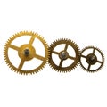 Three industrial clock brass gear wheels