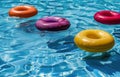 Three Inflatable Rings Floating in a Pool