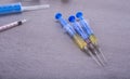 Three injections full of health liquid for patient to get a shot Royalty Free Stock Photo