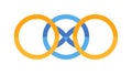 Three interconnected rings in gold orange, representing unity and connection, vector design Generative AI Royalty Free Stock Photo