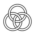 Three interlaced circles, a Trinity emblem, representing the union