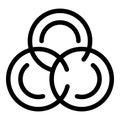 Three interlocking circles forming abstract shape icon