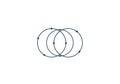 Three intersecting circles with evenly spaced dots along their circumferences. The design is Royalty Free Stock Photo