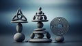 Zen stone sculptures and labyrinth symbolizing balance harmony and inner peace Royalty Free Stock Photo
