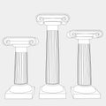 Three ionic columns line art