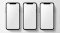 Three Black and White Iphones Aligned Against White Wall Royalty Free Stock Photo