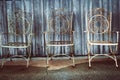 Three iron chairs Royalty Free Stock Photo