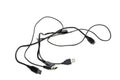 Three Isolated Black Intertwined USB Cables on White Royalty Free Stock Photo