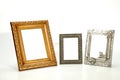 Three Isolated Ornate Empty Picture Frames on White Royalty Free Stock Photo