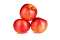 Three isolated red apples on a white background with clipping path Royalty Free Stock Photo