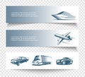 Three Isolated Transport Banners Set Royalty Free Stock Photo