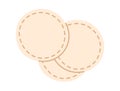 Three isolated flat cotton pads. Vector Accessory for manicure, make-up and hygiene.