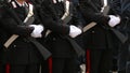 Three Italian Police In Full Uniform Of Carabinieri Army