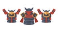 Three Japanese Samurai Armors, warrior legacy, vector design Generative AI Royalty Free Stock Photo