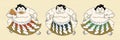 Three japanese sumo wrestler