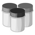 Three jars with gouache icon monochrome
