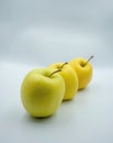 Three juicy green apples. Royalty Free Stock Photo