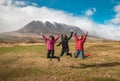 Three jumping friends in Iceland