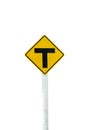 Three junction of sign road isolate on white background