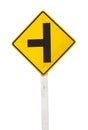 Three junction signs on a white background